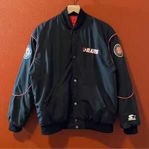 Starter Men’s Vintage 90’s Black Portland Trail Blazers NBA Satin Bomber Jacket